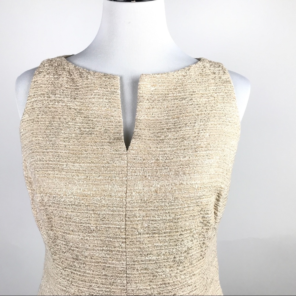 Etcetera Tweed Sheath Dress Sz 8 Gold Metallic - Picture 3 of 6